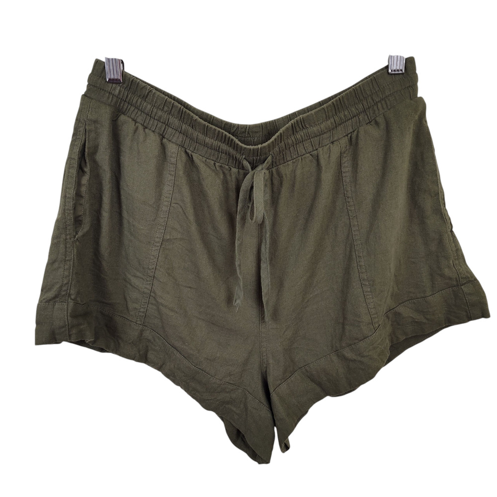 Universal Thread Shorts Women Medium Green Linen Blend Casual Drawstring Pockets